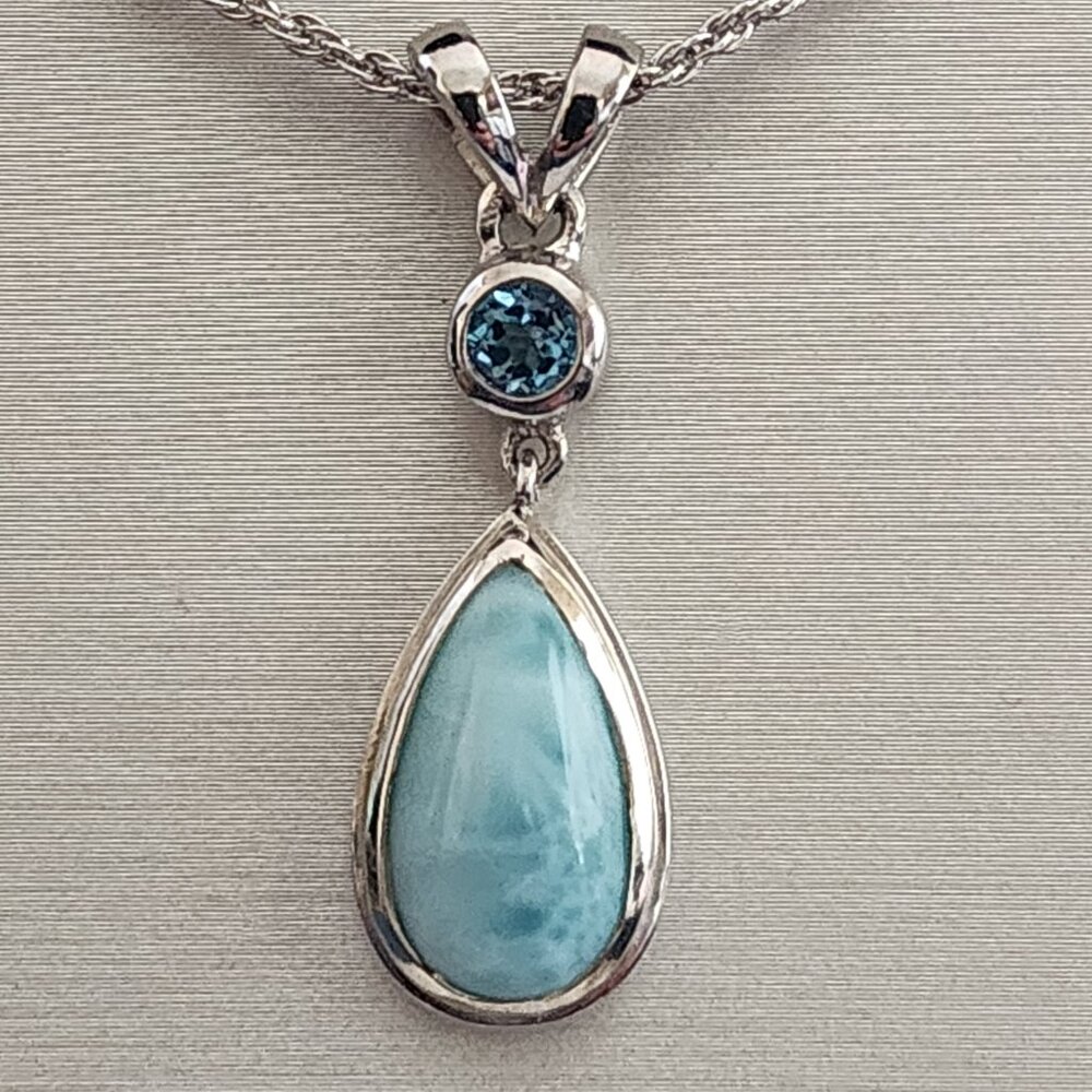 Marahlago Larimar Atlantic Pear Necklace - NEW IN BOX